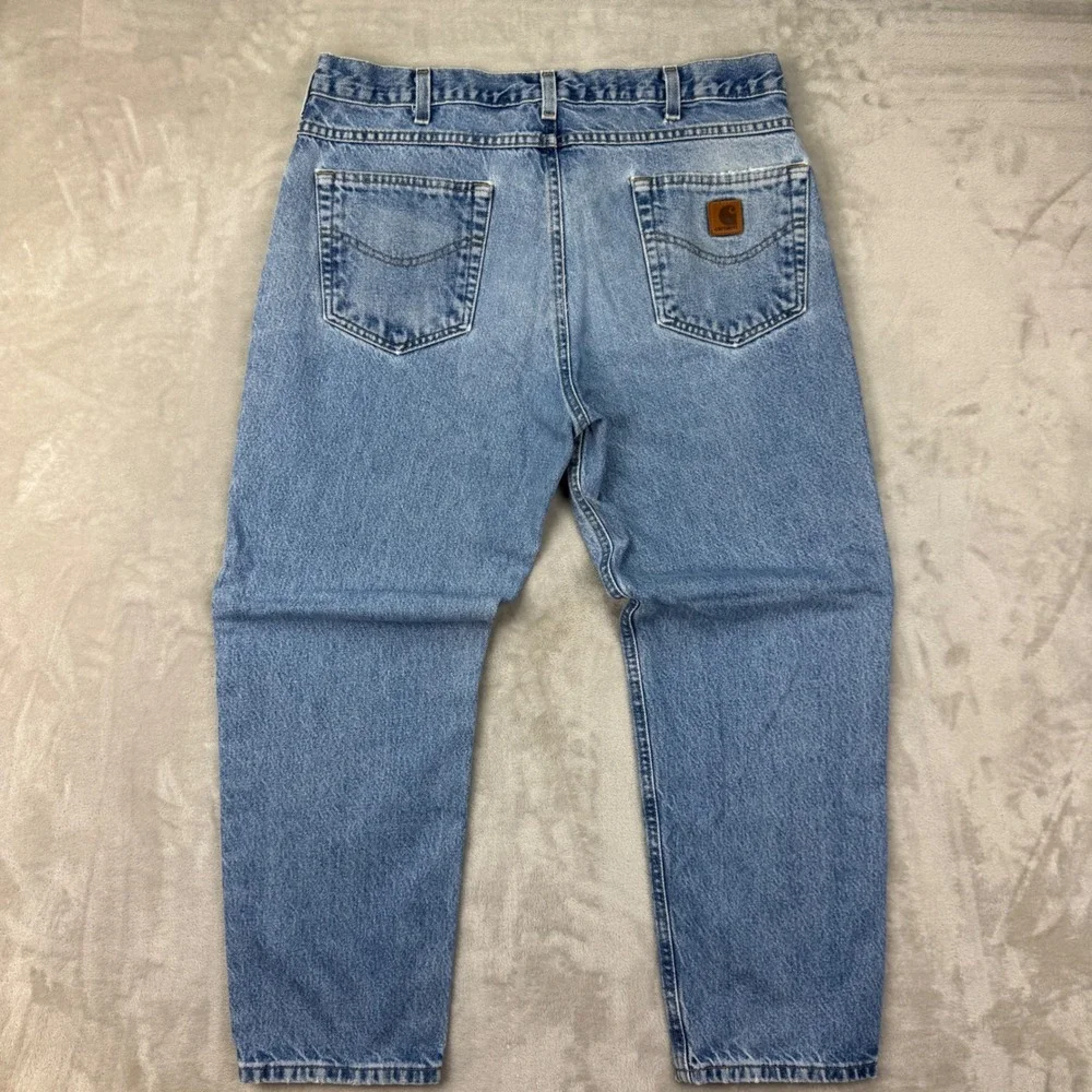 Carhartt B17-DST Jeans Mens 36x28 Blue Relaxed Fit Vintage Faded Workwear Denim